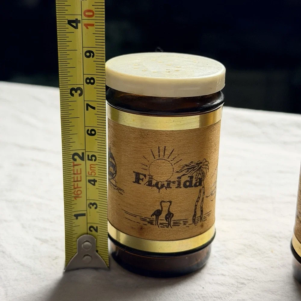 VINTAGE  Amber Mug Salt and Pepper Shaker. Souvenir Florida USA
